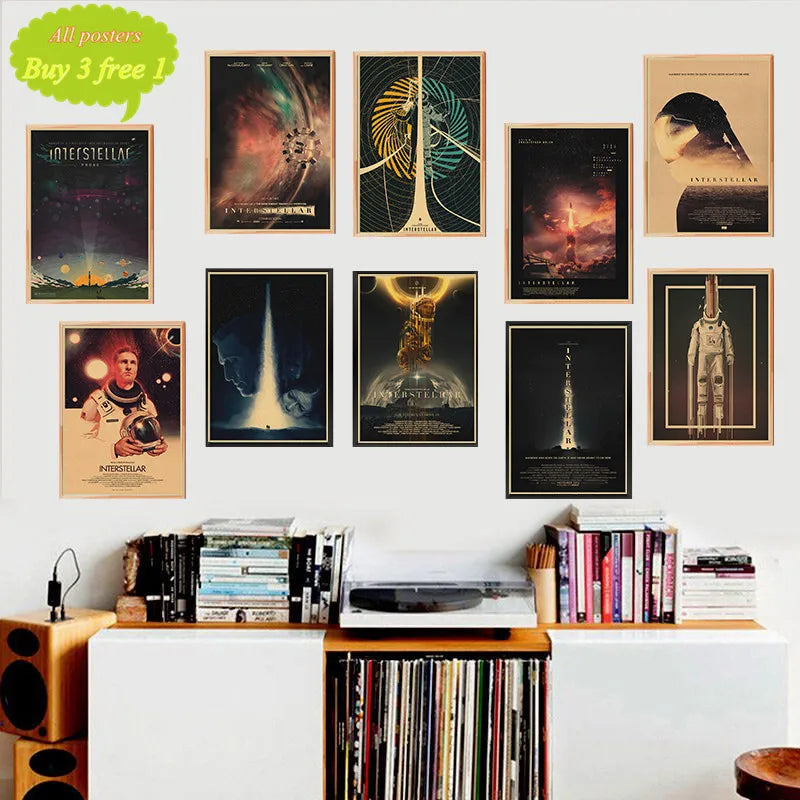 CLASSIC MOVIE Interstellar poster Nolan McConaughey Vintage Poster Kraft Paper Wall Stickers For Home Living Room Bar Cafe