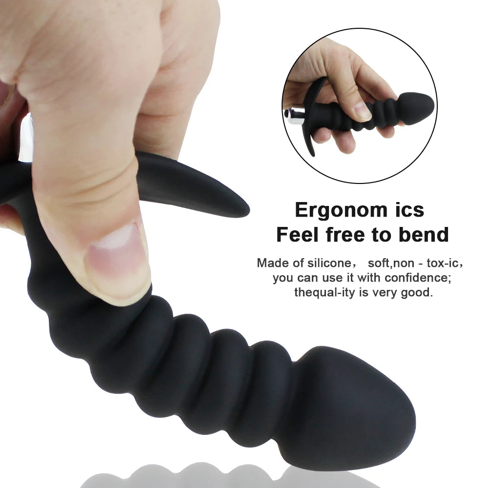 Vibrating Silicone Anal Bead & Plug Set