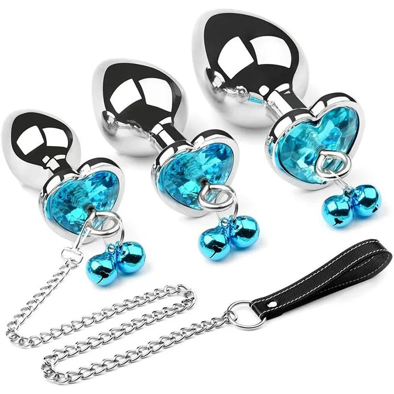 Crystal Bell Metal Anal Plug with Chain – 3 Sizes