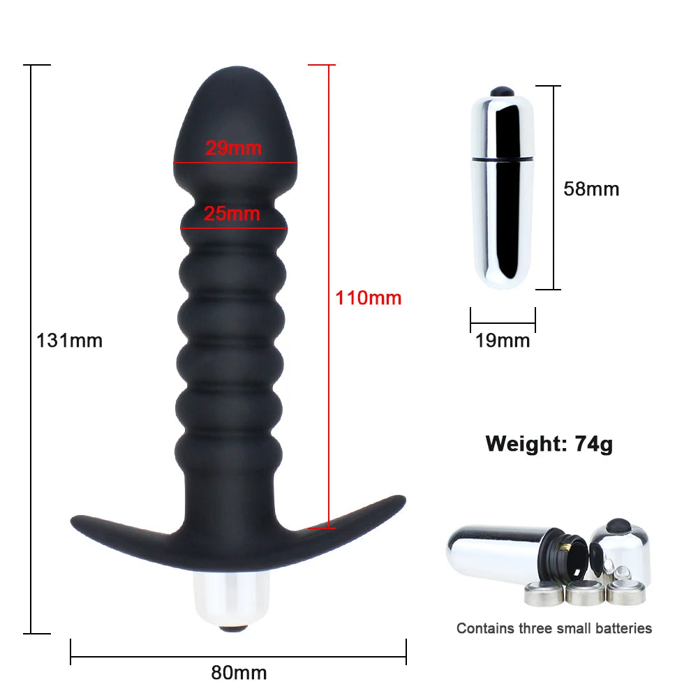 Vibrating Silicone Anal Bead & Plug Set