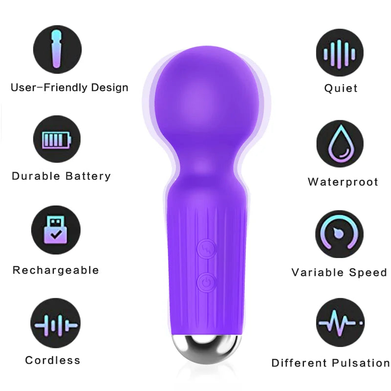 20-Speed USB-Rechargeable Mini Wand Vibrator