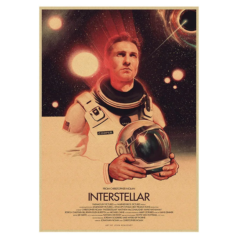 CLASSIC MOVIE Interstellar poster Nolan McConaughey Vintage Poster Kraft Paper Wall Stickers For Home Living Room Bar Cafe