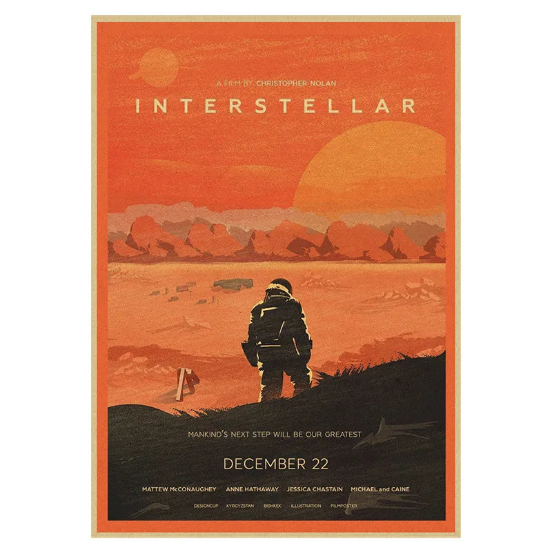 CLASSIC MOVIE Interstellar poster Nolan McConaughey Vintage Poster Kraft Paper Wall Stickers For Home Living Room Bar Cafe