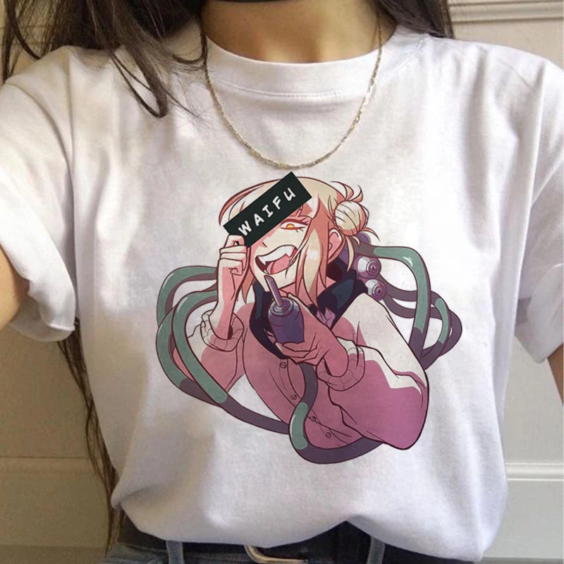 New Ahegao Harajuku Graphic T Shirt Women My Hero Academia Anime Senpai T-shirt Hentai Himiko Toga Tshirt Graphic Top Tee Female