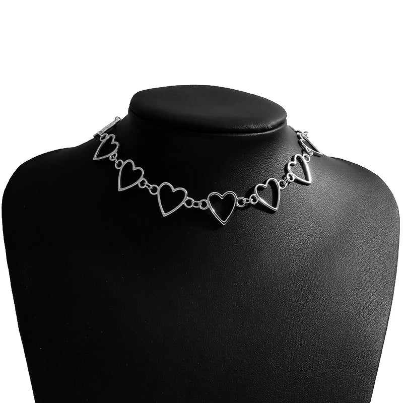 Women's Heart Chain Choker Necklace
