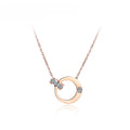 Lokaer Double Circle Cubic Zirconia Chain Link Necklaces Jewelry Stainless Steel Chokers Necklace For Women Free Shipping N18054