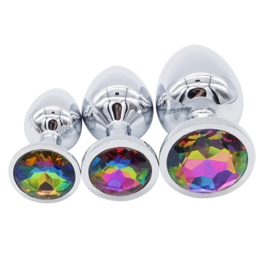 Colorful Crystal Metal Anal Plug – 3 Sizes