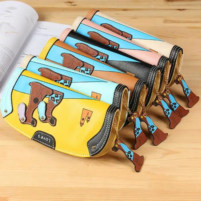 Women's Cartoon Dog PU Leather Zip Clutch Wallet