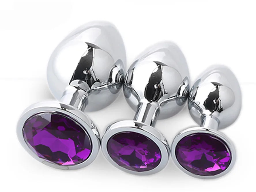Colorful Crystal Metal Anal Plug – 3 Sizes