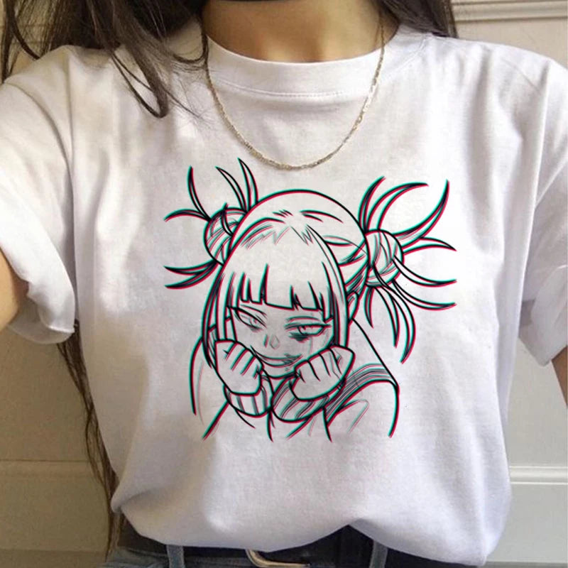 New Ahegao Harajuku Graphic T Shirt Women My Hero Academia Anime Senpai T-shirt Hentai Himiko Toga Tshirt Graphic Top Tee Female