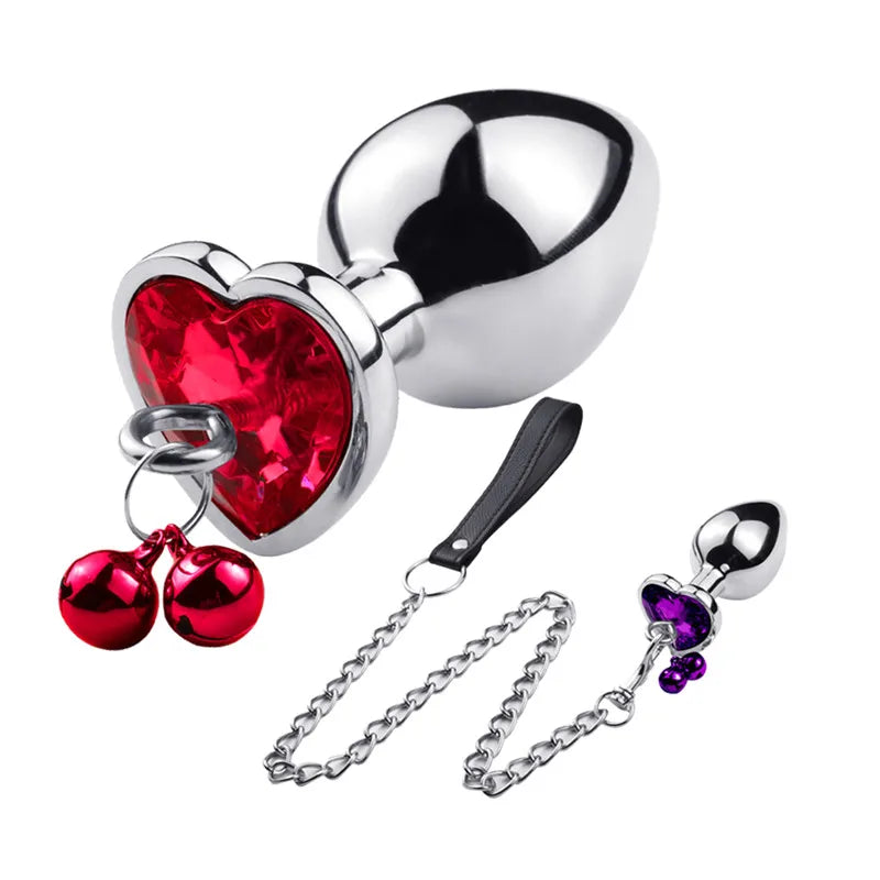 Crystal Bell Metal Anal Plug with Chain – 3 Sizes