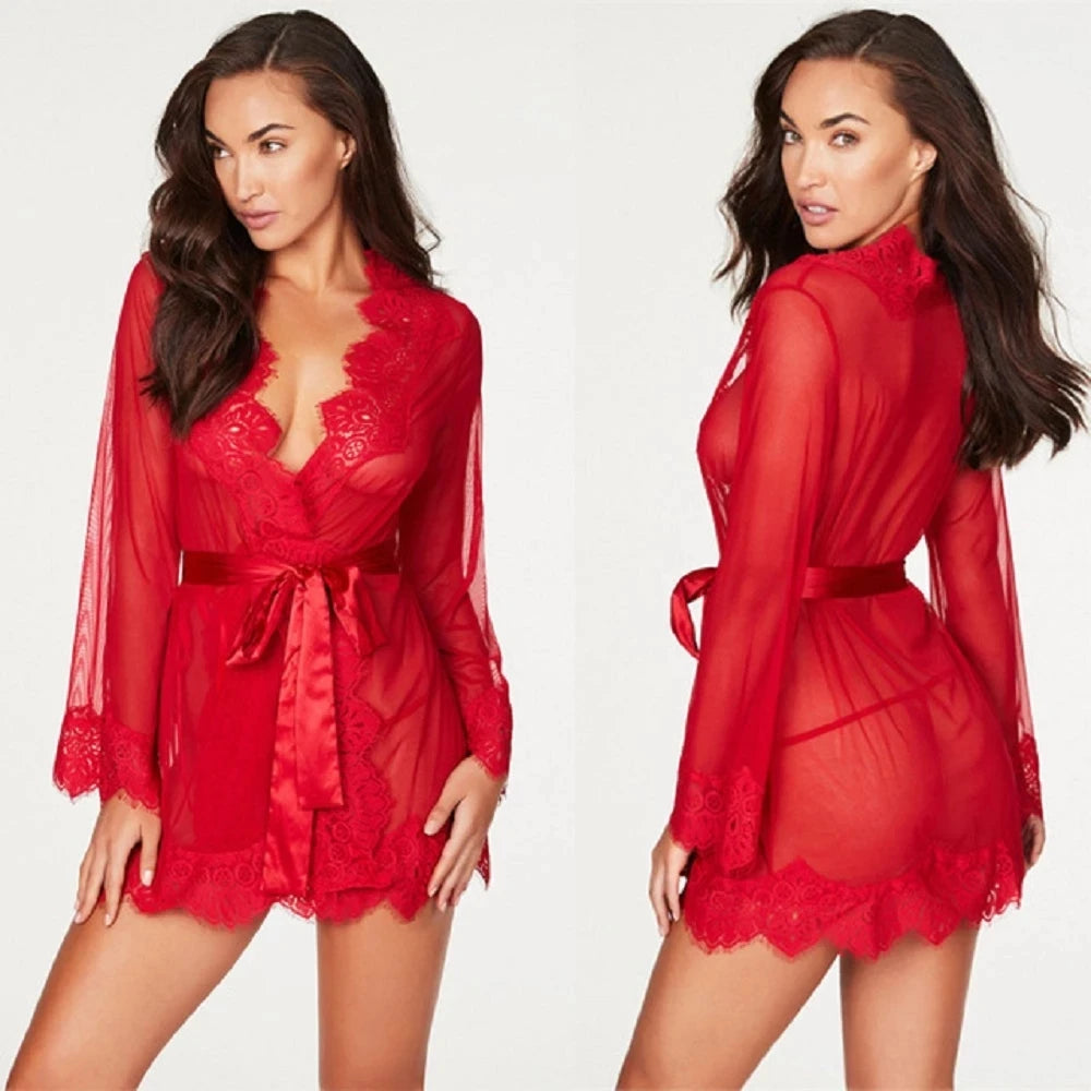 Women's Lace Sheer Babydoll Dress
