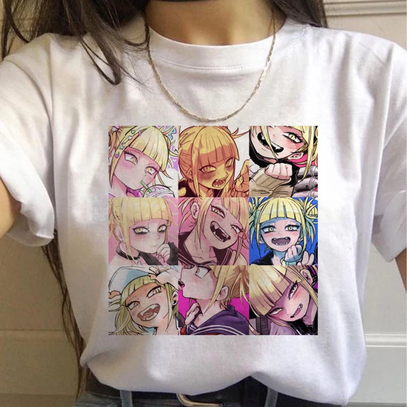 New Ahegao Harajuku Graphic T Shirt Women My Hero Academia Anime Senpai T-shirt Hentai Himiko Toga Tshirt Graphic Top Tee Female