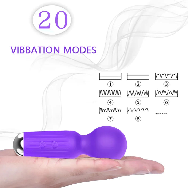 20-Speed USB-Rechargeable Mini Wand Vibrator