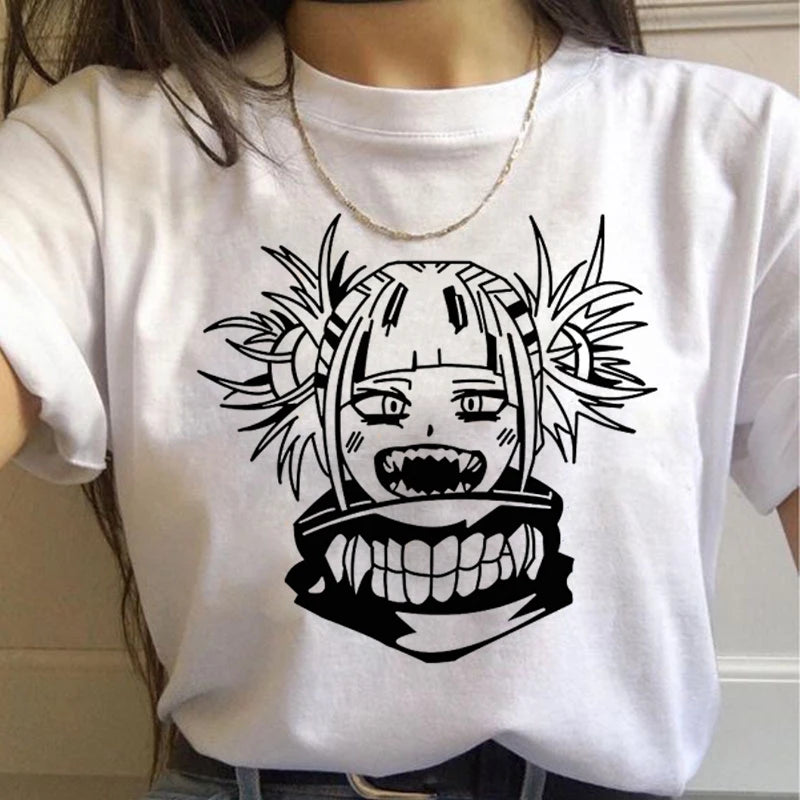 New Ahegao Harajuku Graphic T Shirt Women My Hero Academia Anime Senpai T-shirt Hentai Himiko Toga Tshirt Graphic Top Tee Female