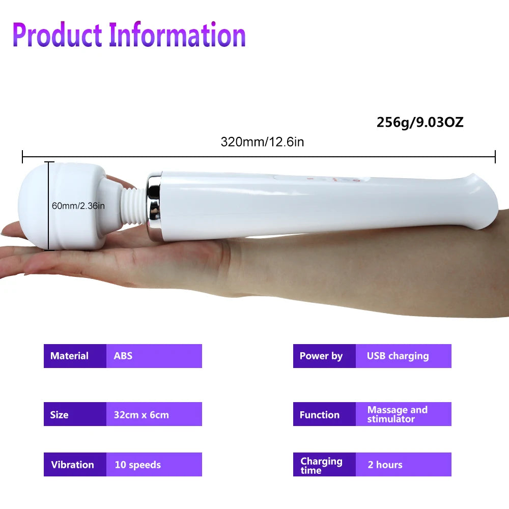 USB-Rechargeable Large Magic Wand Vibrator