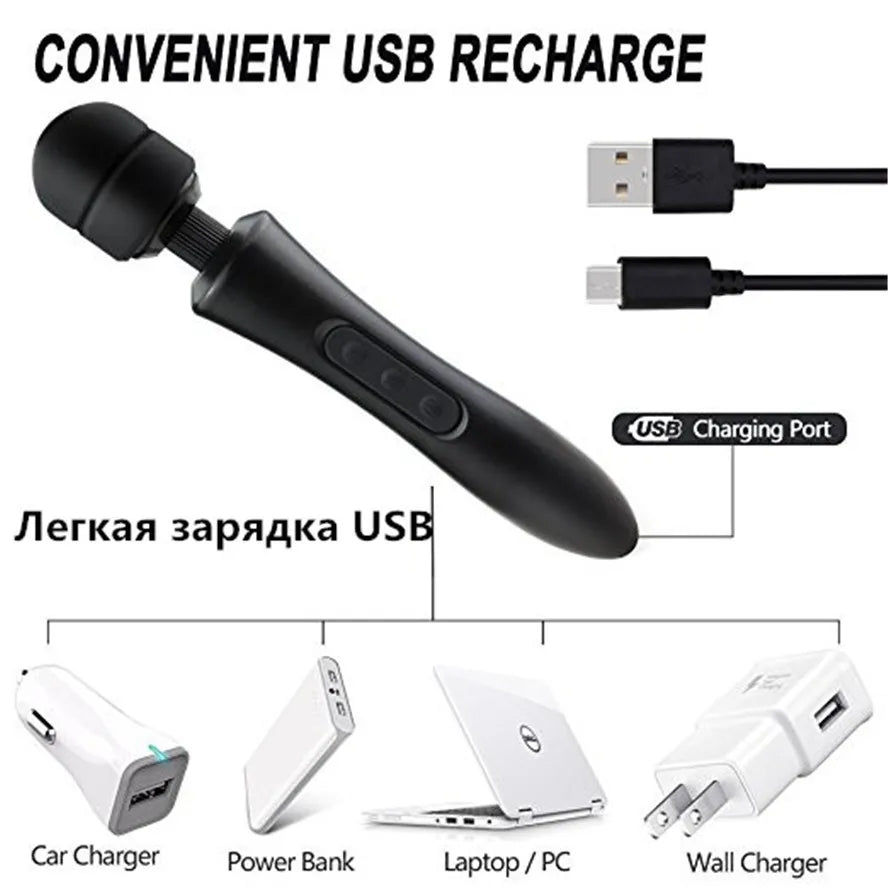 USB-Rechargeable Magic Wand Vibrator