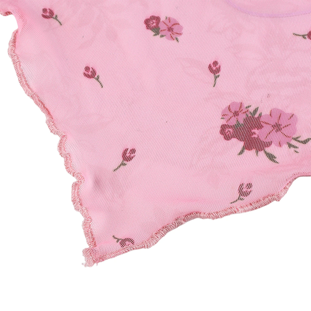 Pink Floral Y2K Backless Halter Crop Top