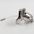 Stainless Steel Chastity Cage with Silicone Catheter