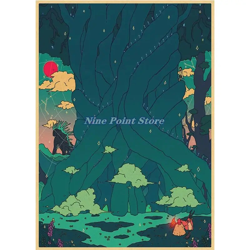 Comics Poster Prints Cartoon View Street Landscape Painting Wall Art Kraft Paper for Living Room Home Decor
