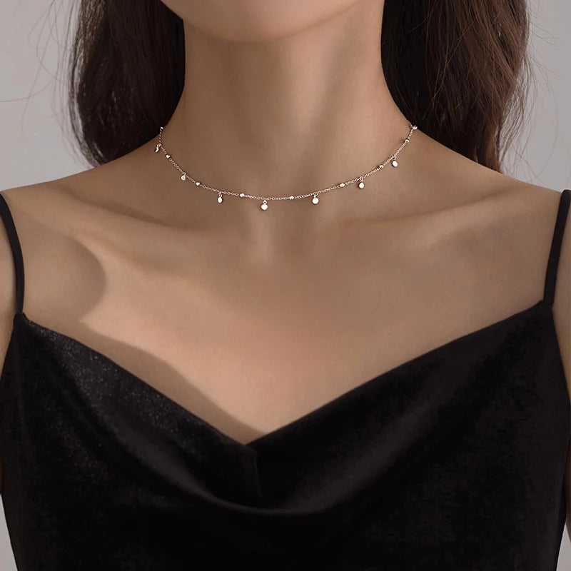Women's Sterling Silver Geometric Choker Necklace
