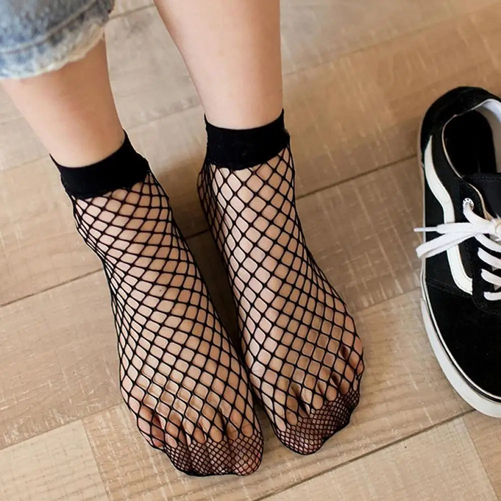 1 Pair Summer Socks Women Dancing Net Socks Hollow Non-slip Sports Носки Elastic Women Ankle Fishnet Socks Black