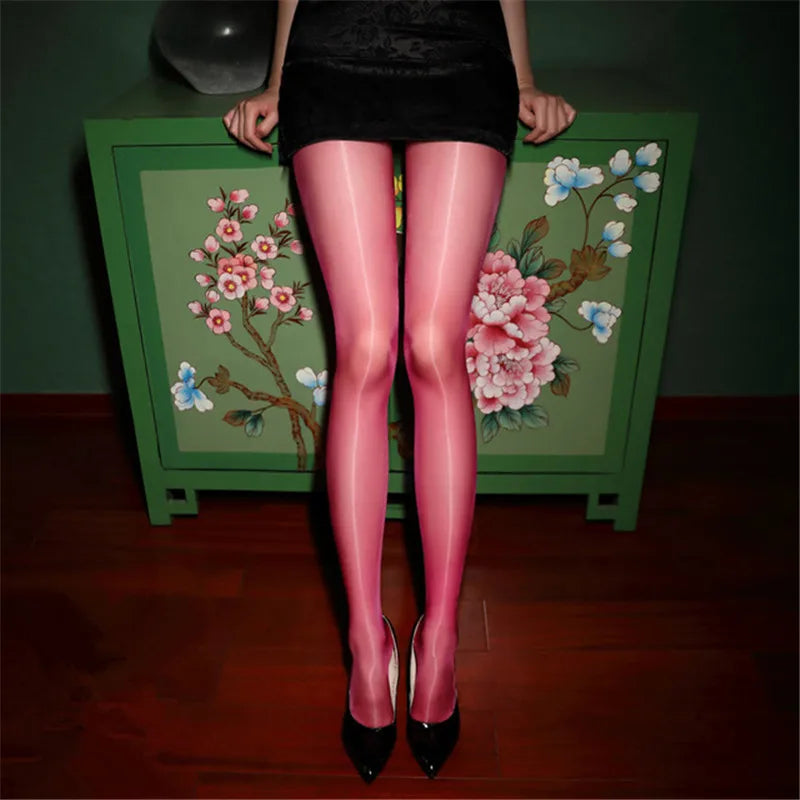 Sexy Oil Shiny Large Size Tights For Women Nylon Stockings High Elastic See Through Seamless Pantyhose 5D Thin Glossy Tights