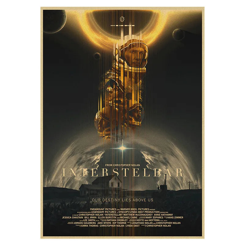 CLASSIC MOVIE Interstellar poster Nolan McConaughey Vintage Poster Kraft Paper Wall Stickers For Home Living Room Bar Cafe