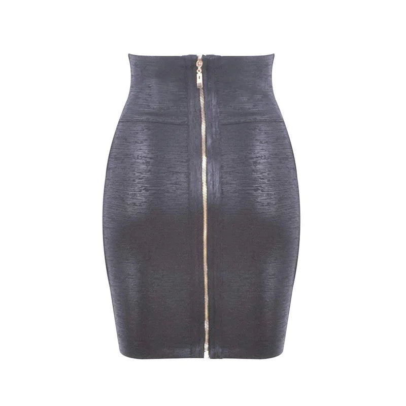 HQBORY Sexy Black Metalic Luxury Bandage Skirt Gold Printed Party Night Club High Waist Bodycon Pencil Tight CocktalSkirt XL