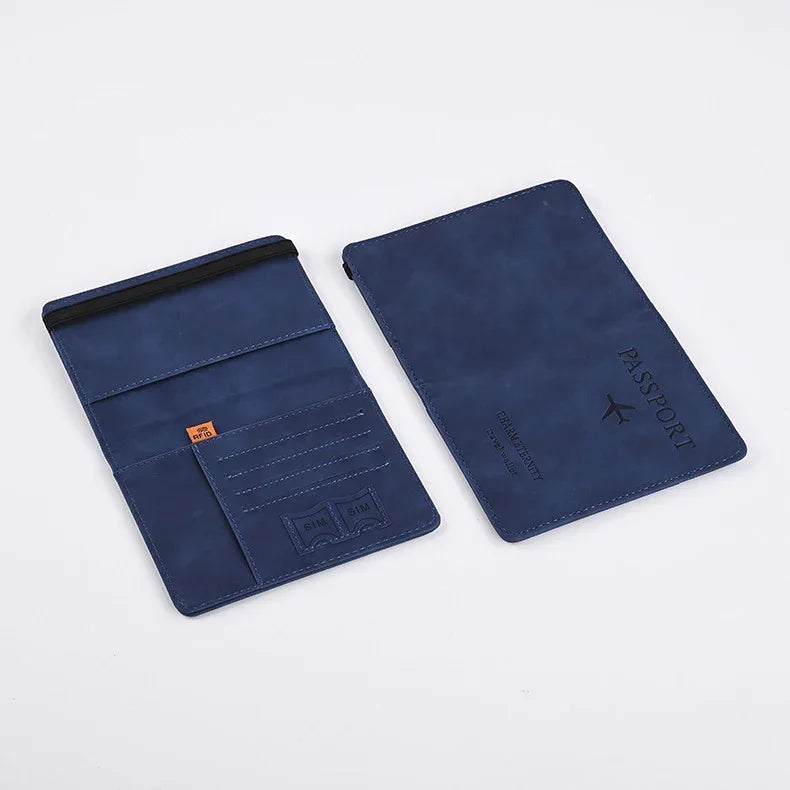 PU Leather Passport & Business Card Travel Wallet