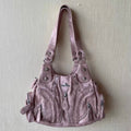 Y2K Washed Faux Leather Hobo Bag