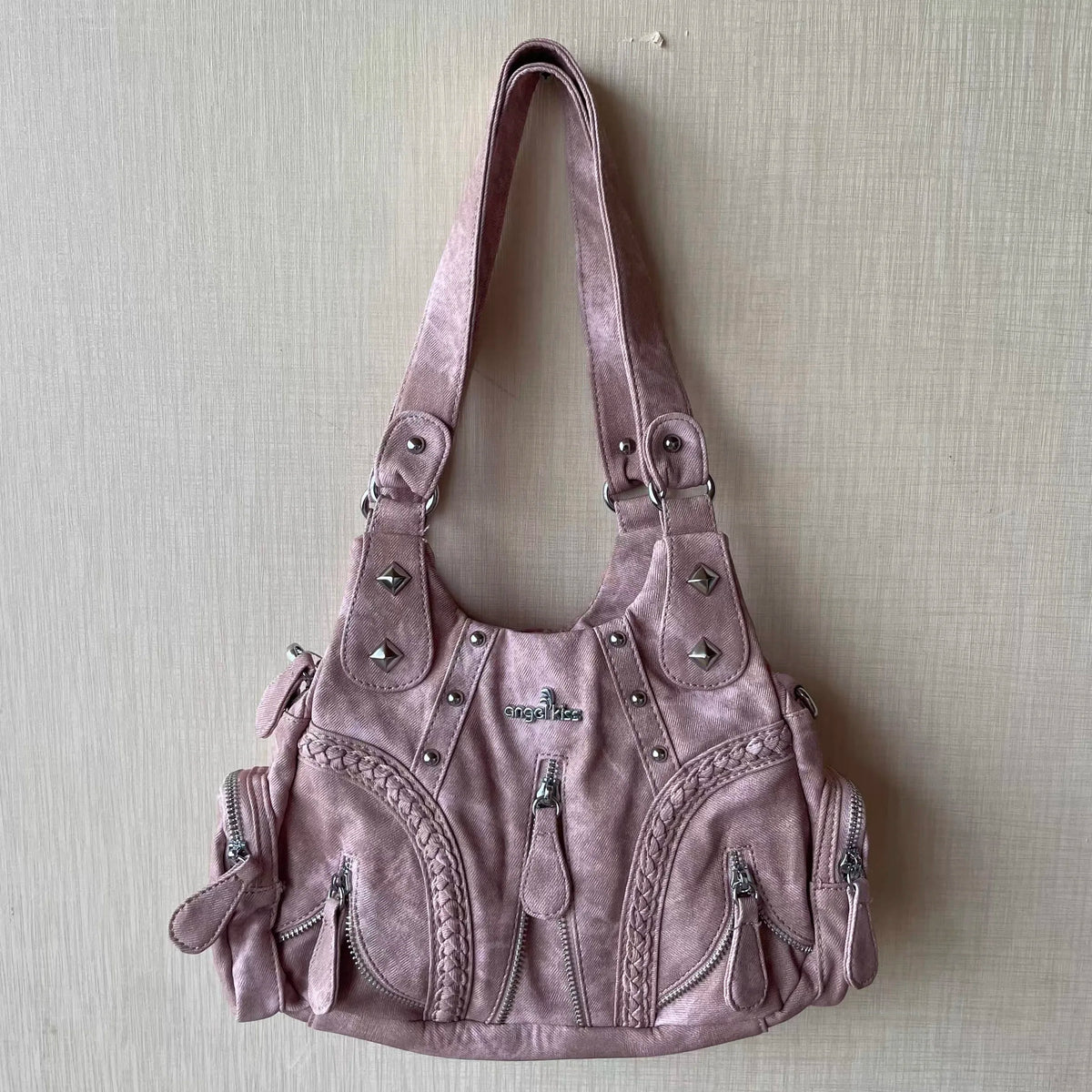 Y2K Washed Faux Leather Hobo Bag