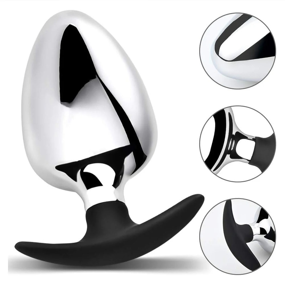 Extra-Large Stainless Steel Hollow Anal Plug