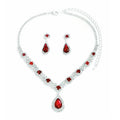 Fashionable Crystal Jewelry Necklace Earring Set Premium Luxury Dangle Earrings Water Drop Inlaid Zircon Pendant Necklace Bride