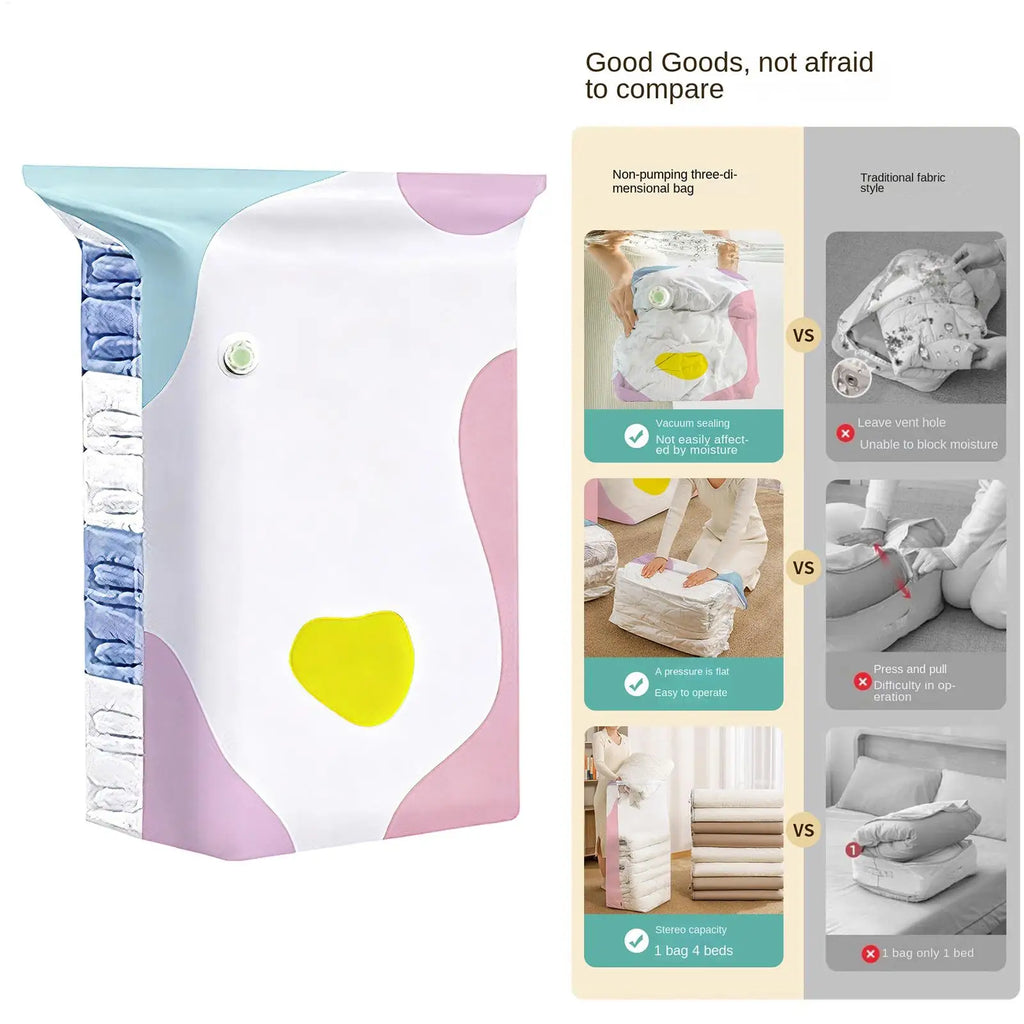 Vacuum Storage Bag Compression No-Pump Packing Sealing Comforter Organizer Space Saving Vacuum Bags for Clothes Blanket Mattress