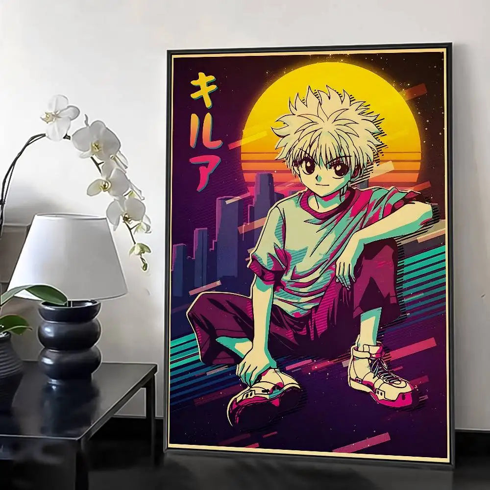 H-HunterXHunter Retro Poster HD Art Sticky Wall Waterproof Home Living Room Bedroom Bar Aesthetic Decoration