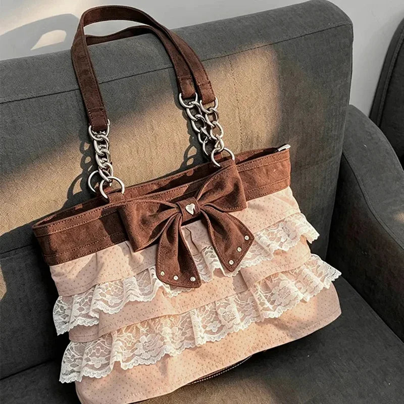 Y2K Butterfly Bow Lace Shoulder Bag