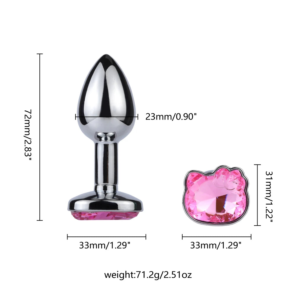 Cat-Face Jewel-Base Stainless Steel Anal Plug