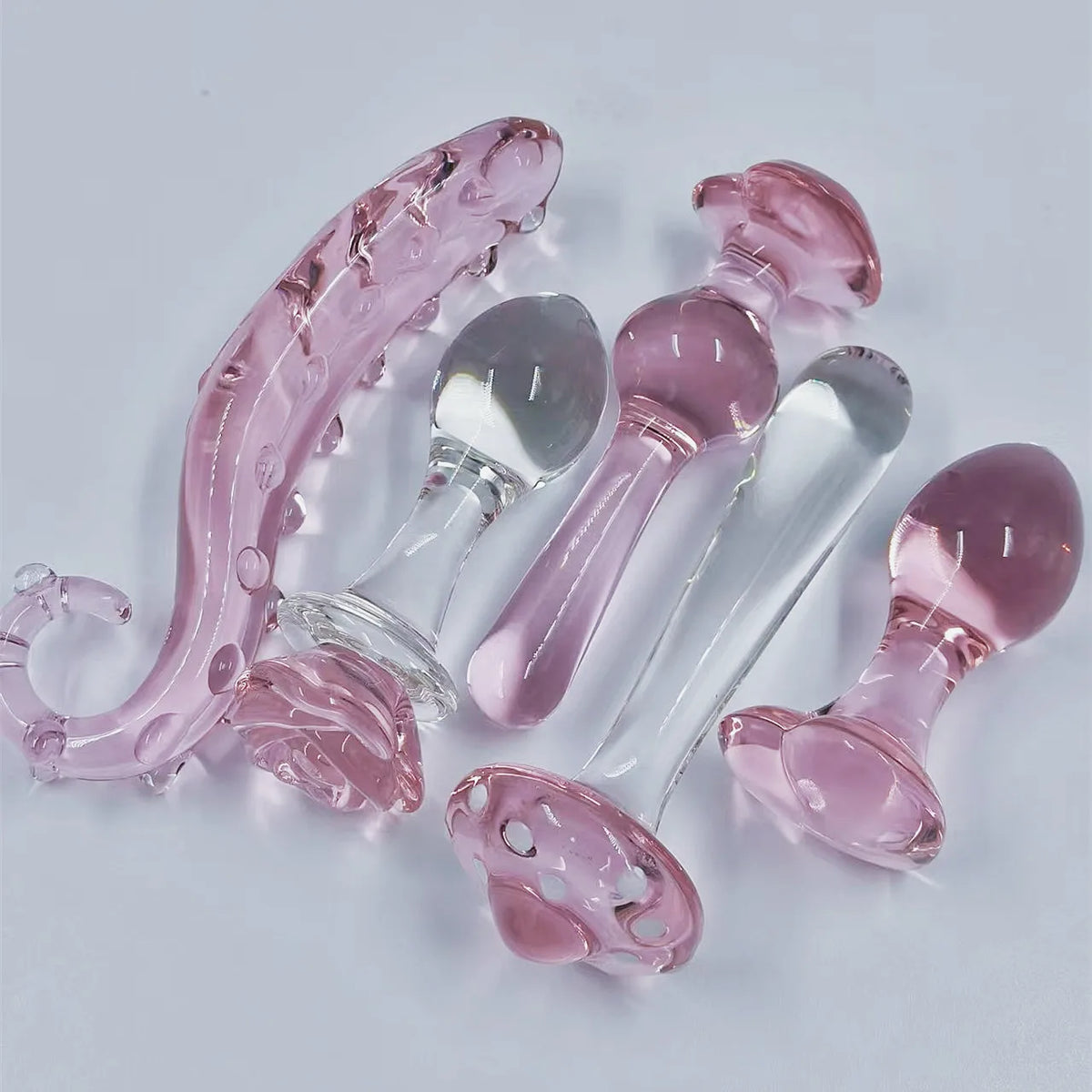 Pink Crystal Glass Anal Plug