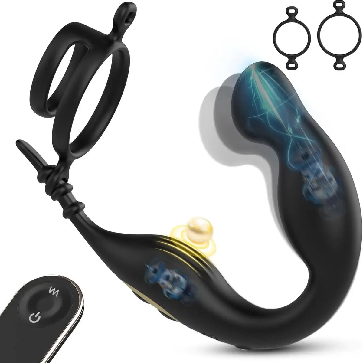 9-Mode Anal Vibrator with Removable Triple Rings
