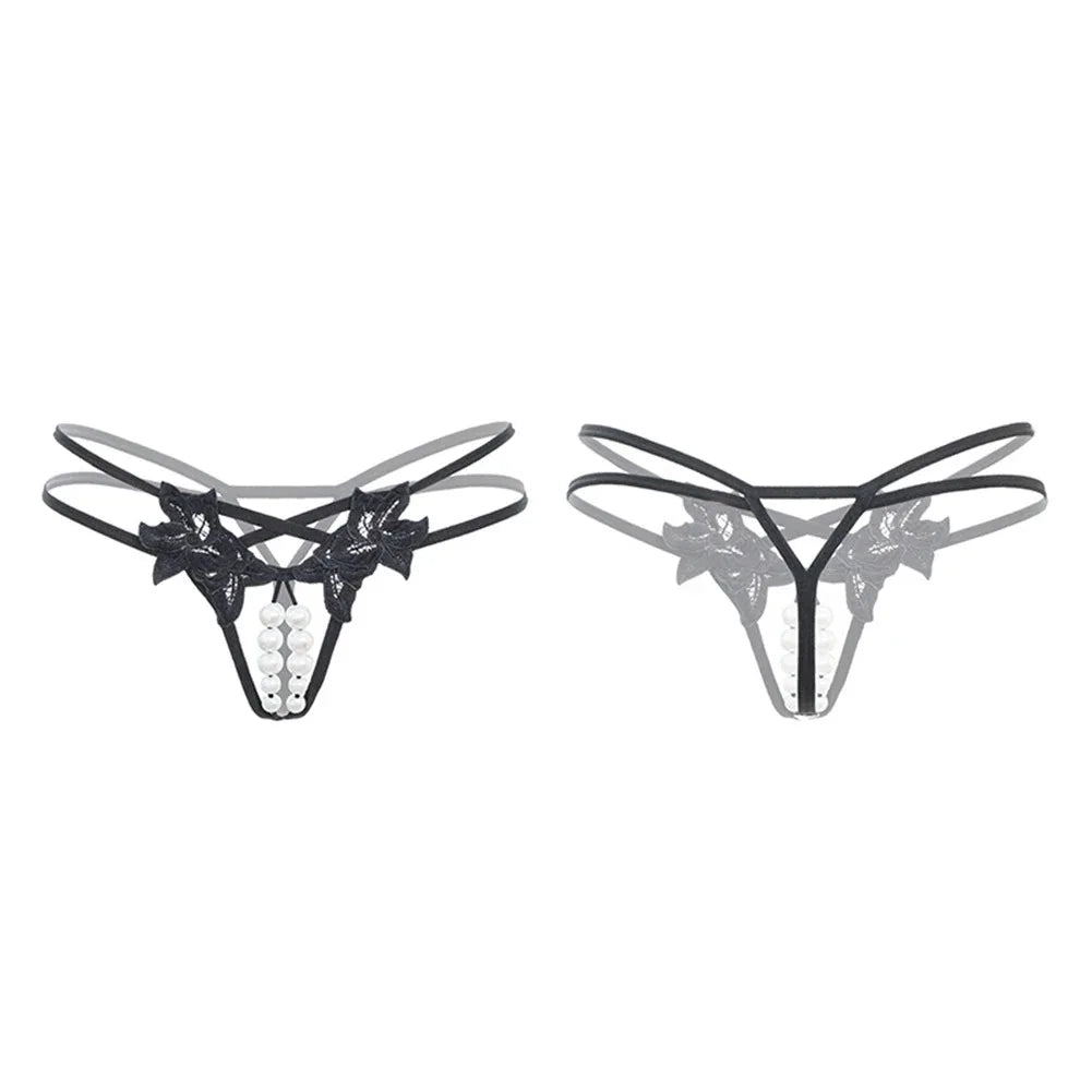 Lingerie with beads; enticing thong; single-row massage lingerie; sexy open-crotch lingerie; novelty lingerie.