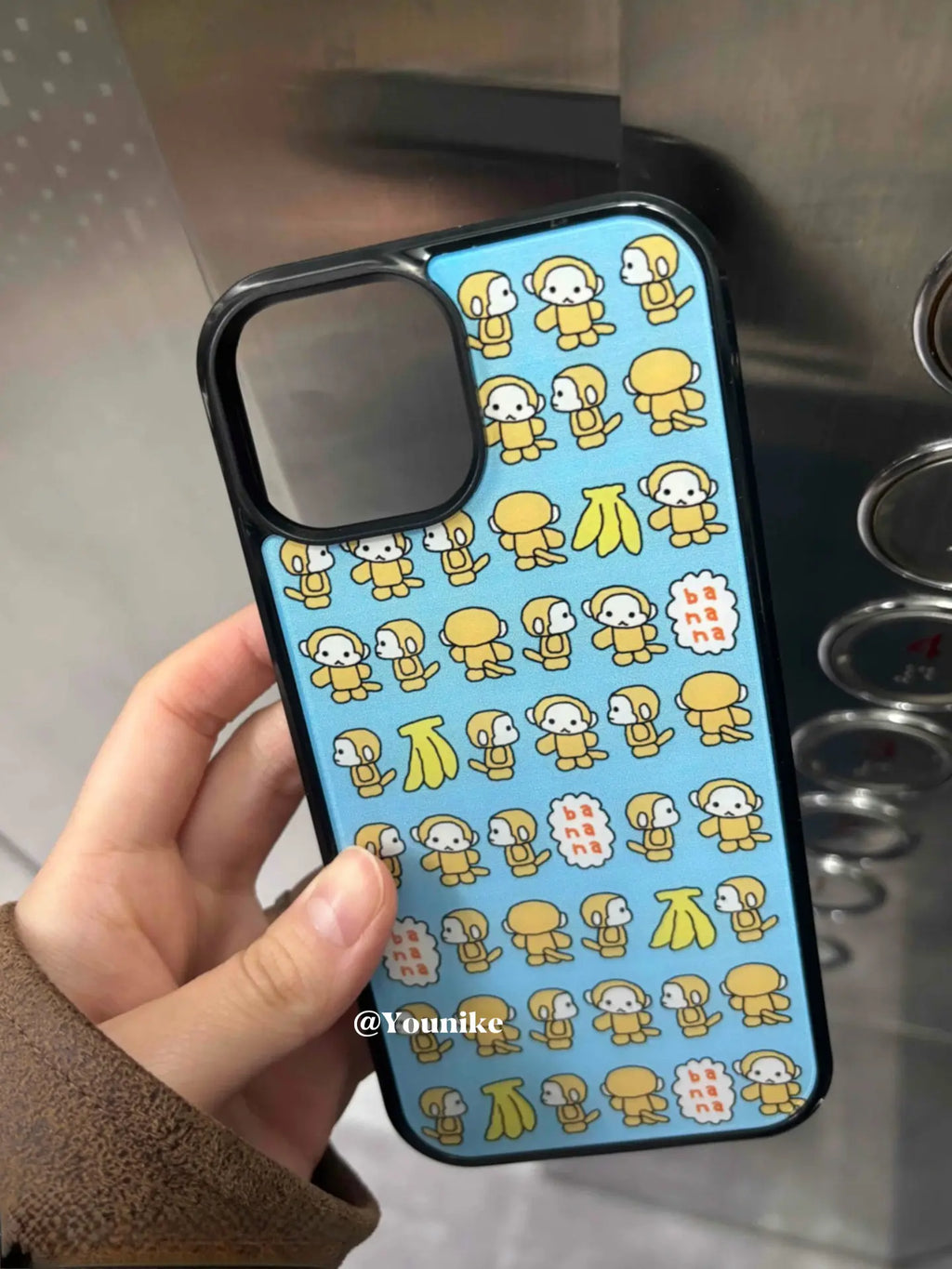 Retro Monkey & Banana Shockproof Phone Case for iPhone