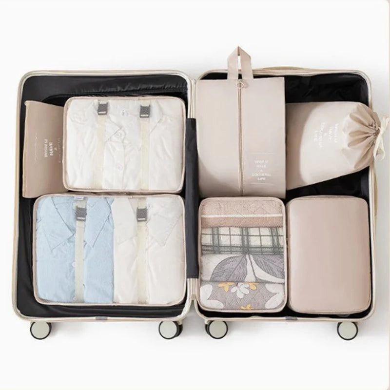 7-Piece Travel Packing Cube Set for Clothes & Shoes
