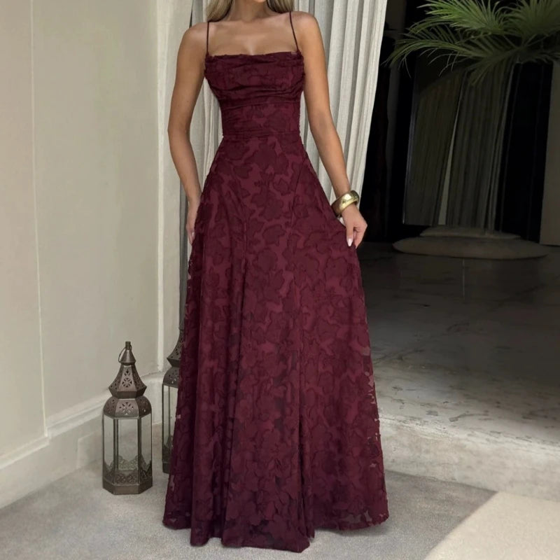 2025 New Sexy Strapless Fashion Elegant Long Floral Printed Dress Streetwear Backless Belted Slim Fit High Waist A- Line Dresses