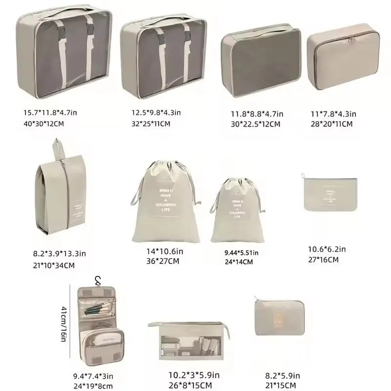 8-Piece Waterproof Travel Packing Cube Set
