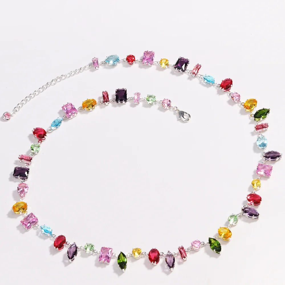 18K Gold-Plated Colorful Zircon Necklace