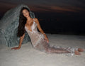 Sexy Sequin Mesh Long Dress Women Shiny Spaghetti Strap Deep V Neck See Through Bodycon Dresses 2026 Lady Holiday Beach Cover Up