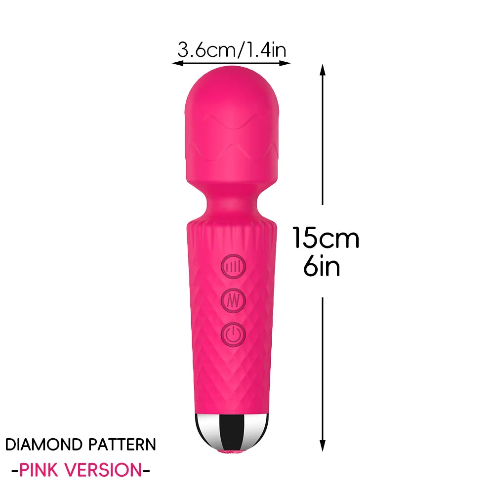 Waterproof Rechargeable Wand Vibrator – 20 Modes/8 Levels