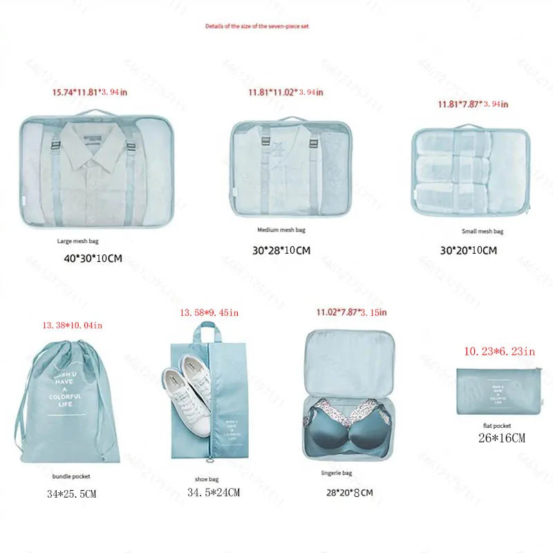 7-Piece Travel Packing Cube Set