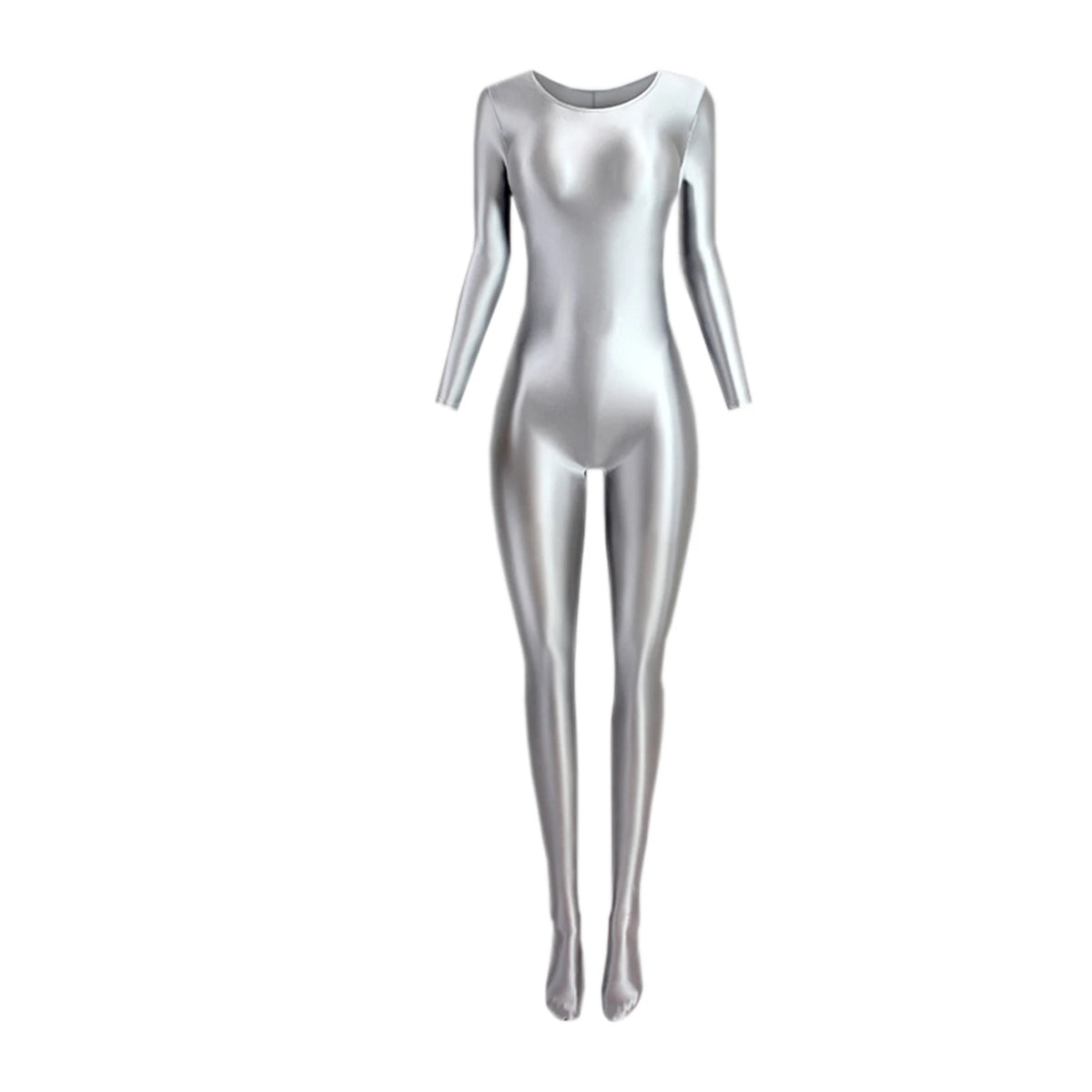 Women's Glossy Long-Sleeve Shaping Jumpsuit